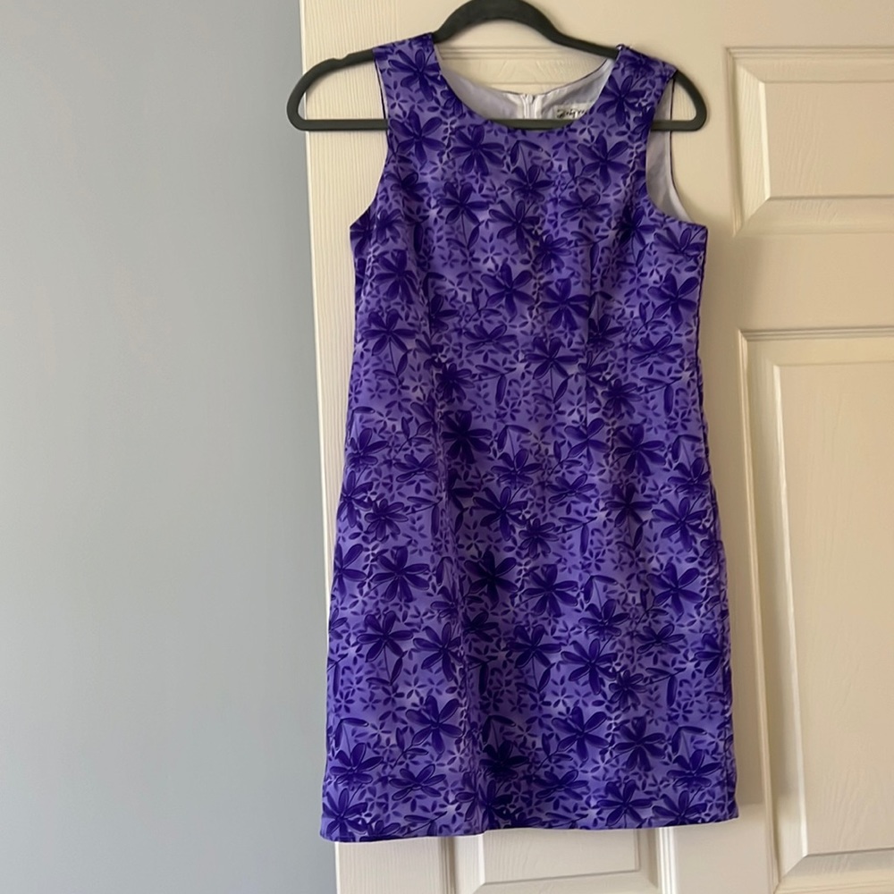 My Michelle 70s purple coral sleeveless dress made in Guatemala